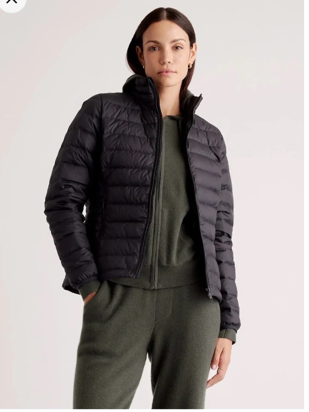 Quince Women’s M Lightweight Goose Down Puffer Jacket Black Fall Winter